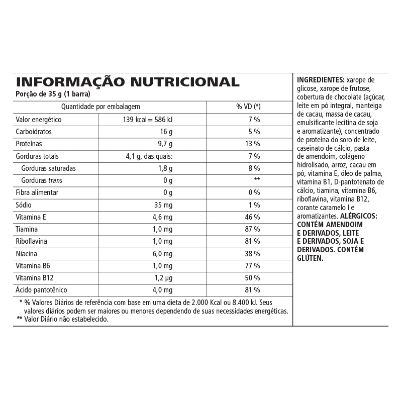 Barras de Proteína Chocolate Peanut 7 Barras por Caixa - 245g