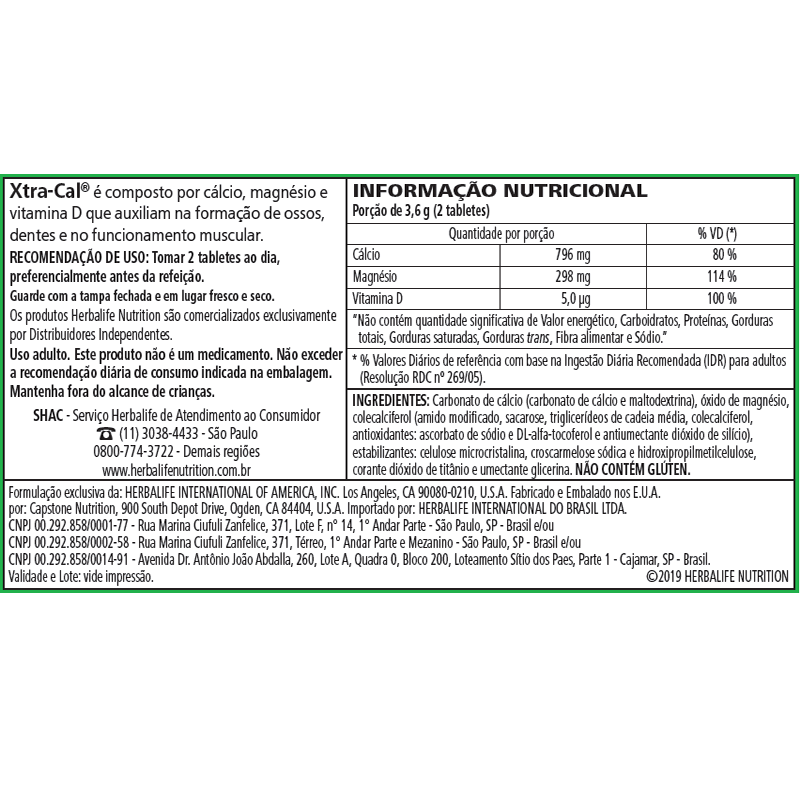 Xtra-Cal 60 Tabletes - 96g